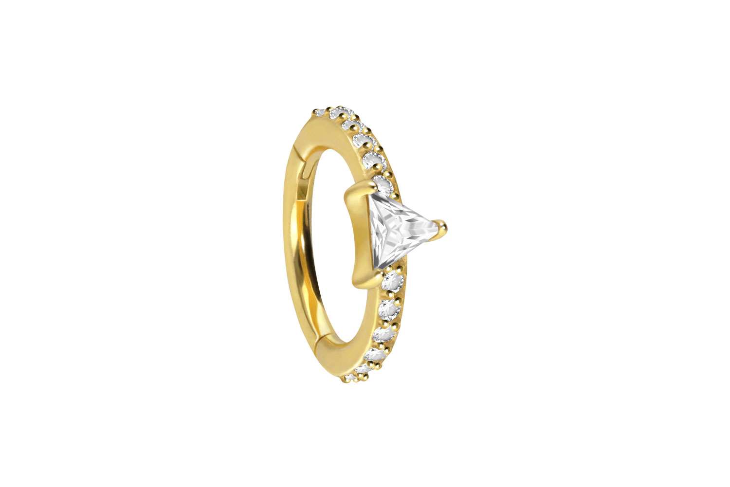 Chirurgenstahl Segmentring Clicker Piercing KRISTALLDREIECK + EINGEFASSTE KRISTALLE